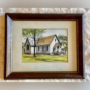 Naperville Illinois Landmark Century Memorial Chapel Pen & Ink Vintage Art